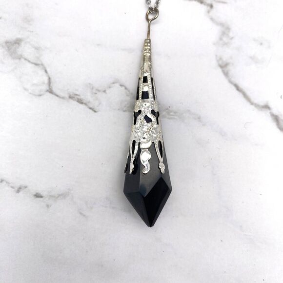 Black Resin Pendulum Necklace - Picture 8 of 10